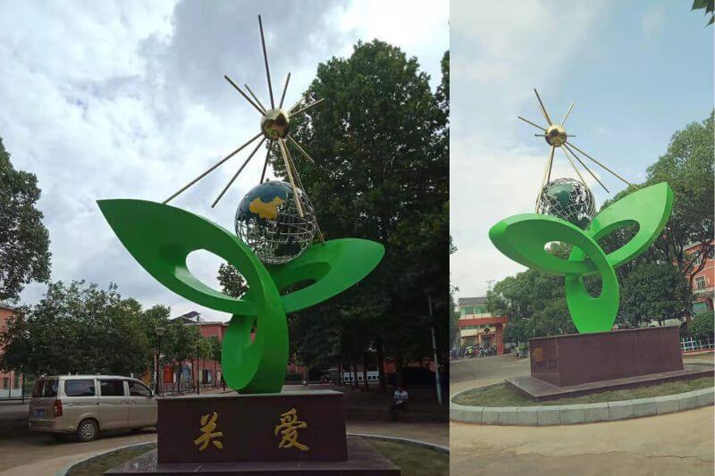 工程案例不銹鋼校園雕塑《關愛》安裝效果圖